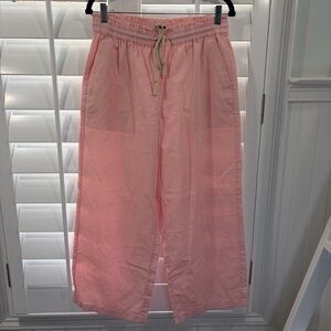 NWT J. Crew Re-Imagined Pink Linen Drawstring Pants